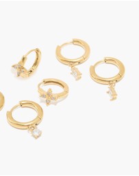 Lovisa - Waterproof Gold Plated Stainless Steel Cubic Zirconia Huggie & Stud Earrings Set