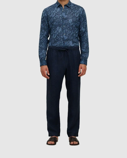 Trenery - Yarn Dyed Linen Relaxed Drawcord Pant