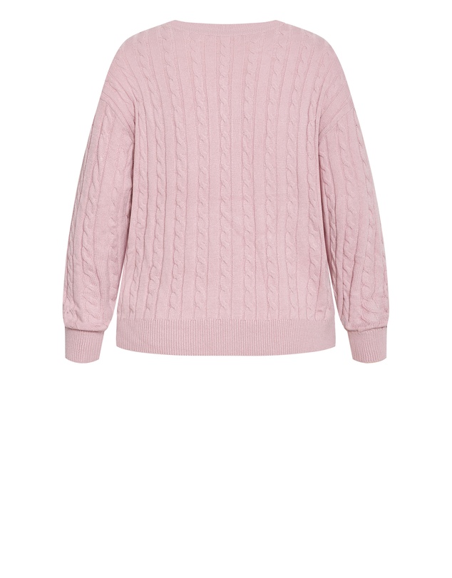 City Chic - Plus size Kenia Crew Neck Knit Jumper - pale pink