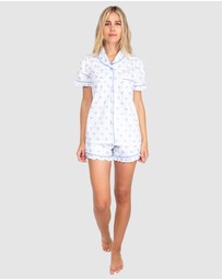 Sant And Abel - Women's Blue Palm Tree Short Sleeve Pajama Set