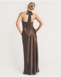 Six Stories - Racer Neck Satin Bridesmaid Dress