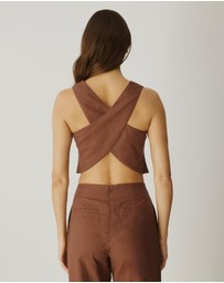 Atmos&Here - Yasmin Linen Blend Cross Back Vest
