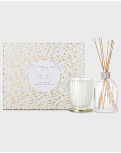Peppermint Grove - Lemongrass & Lime Mini Soy Candle & Diffuser Set
