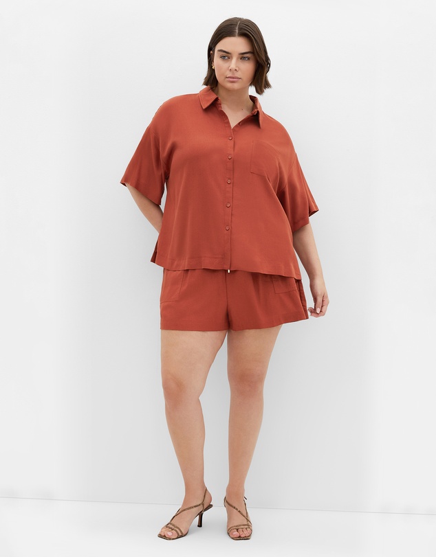City Chic - Plus size Lyana Shirt - clay