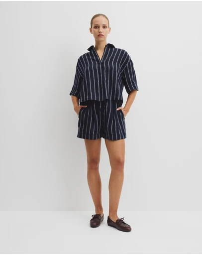 Country Road - Yarn Dyed Cuff Linen Short
