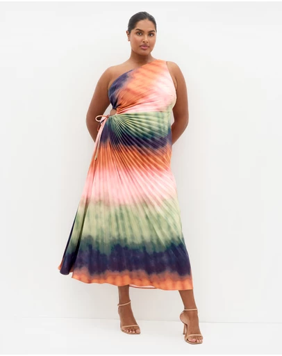 City Chic - Aliza Sunset Ombre Print Pleat Maxi Dress