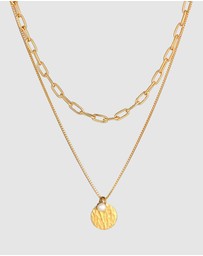 Elli Jewelry - Necklace Layer Plate Figaro 2-ply in 925 Sterling Silver Gold Plated
