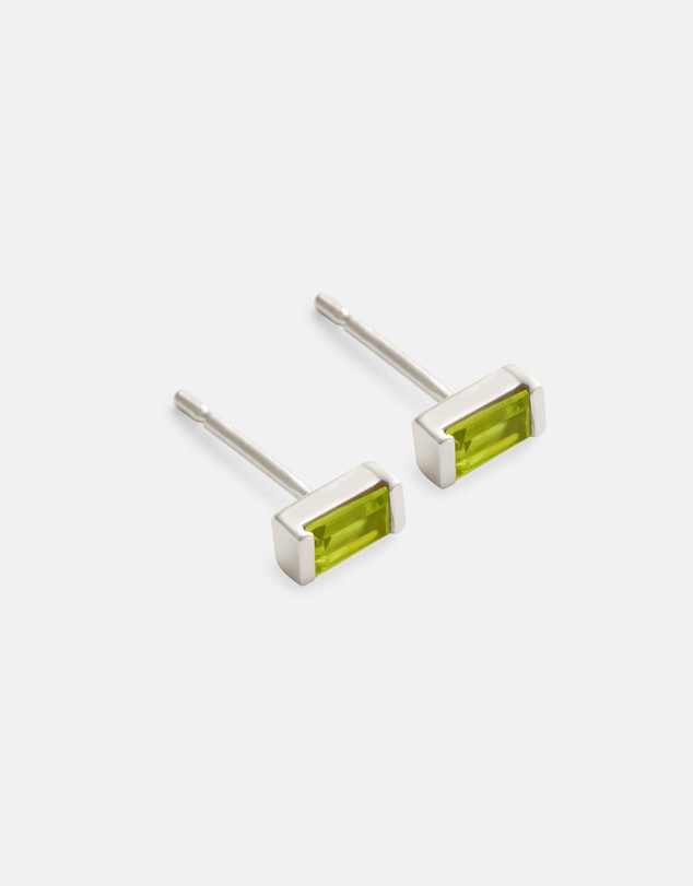 Kirstin Ash - Baguette Birthstone Studs August - Peridot