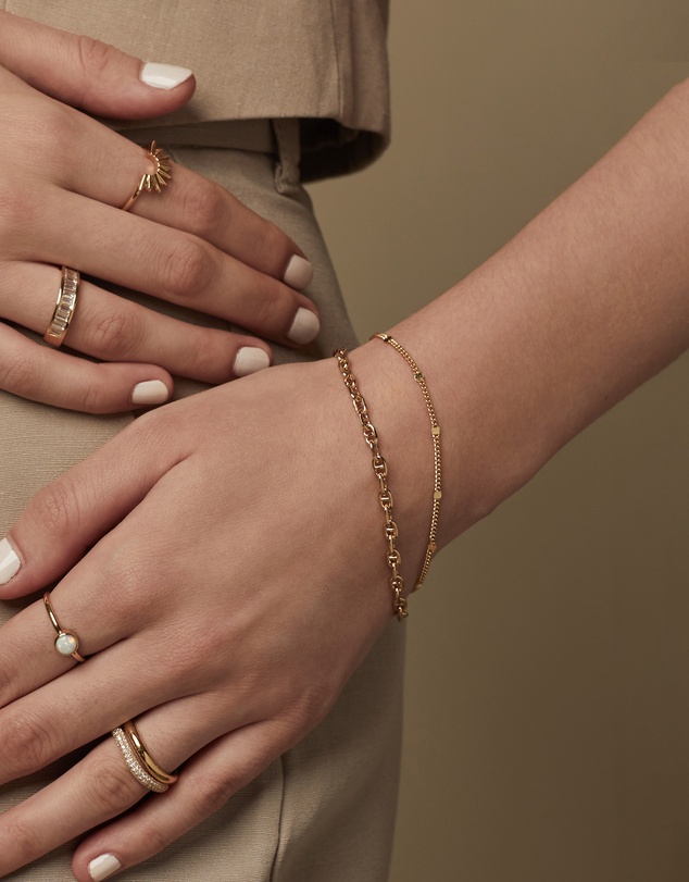 Wanderlust + Co - Petite Link Anchor 14K Gold Vermeil Bracelet