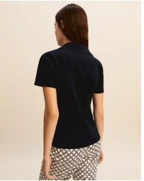 Emme - Midnight Blue Piqué Polo Top
