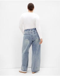 City Chic - Plus size Harley Fit Talia Wide Leg Jean - mid wash