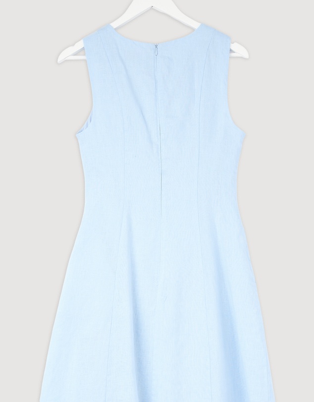 Revibe - Repaired Minima Esenciales Reyna Gathered Linen Midi Dress - AU 10
