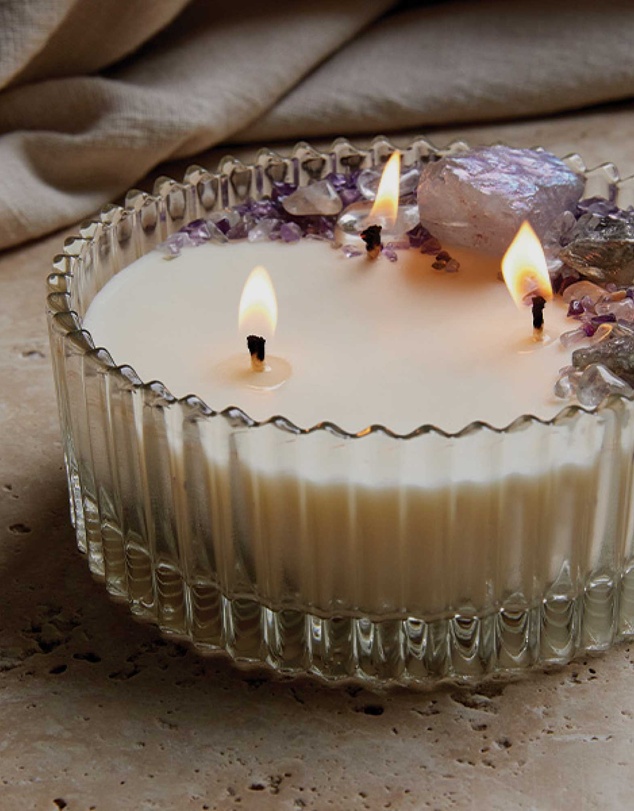 Silk Oil of Morocco - Spellbound Large Crystal Candle - Peace, Happiness & Joy