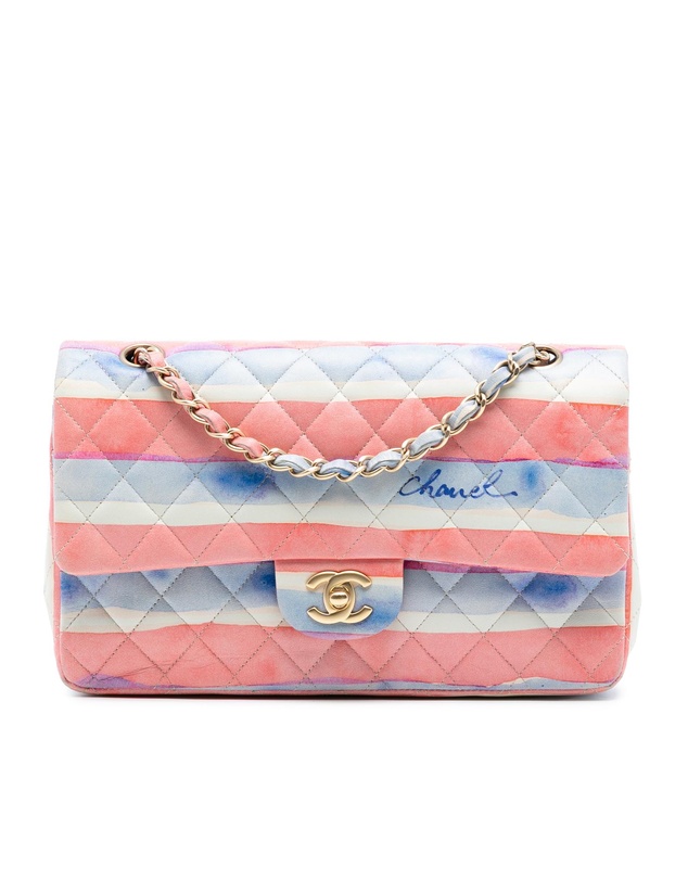 Pre-Loved by Azura Reborn - Pre-Loved Medium Classic Printed Lambskin Watercolor Double Flap