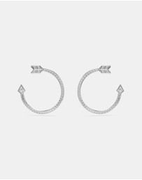 Swarovski - Idyllia Hoop Earrings, Mixed Cuts, Arrow, White, Rhodium Plated