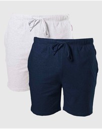 Mitch Dowd - Classic Slim Leg Cotton Knit Sleep Short 2 Pack - Navy & Grey Marle