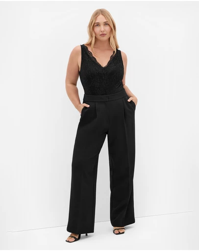 City Chic - Plus size Ella Wide Leg Pant - black