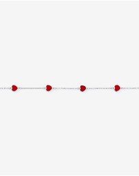 Michael Hill - 19cm Red Enamel Heart Bracelet in Sterling Silver