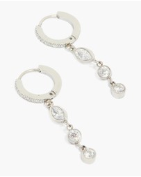 Lovisa - Waterproof Stainless Steel Cubic Zirconia Huggie Drop Earrings