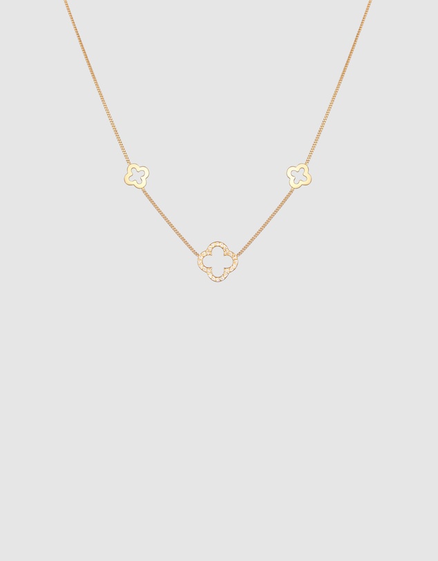 Elli Jewelry - Cloverleaf Zirconia Necklace in Gold-Plated 925 Silver