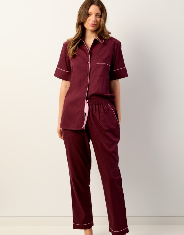 Wanderluxe Sleepwear - The Bordeaux Pyjama Set Short