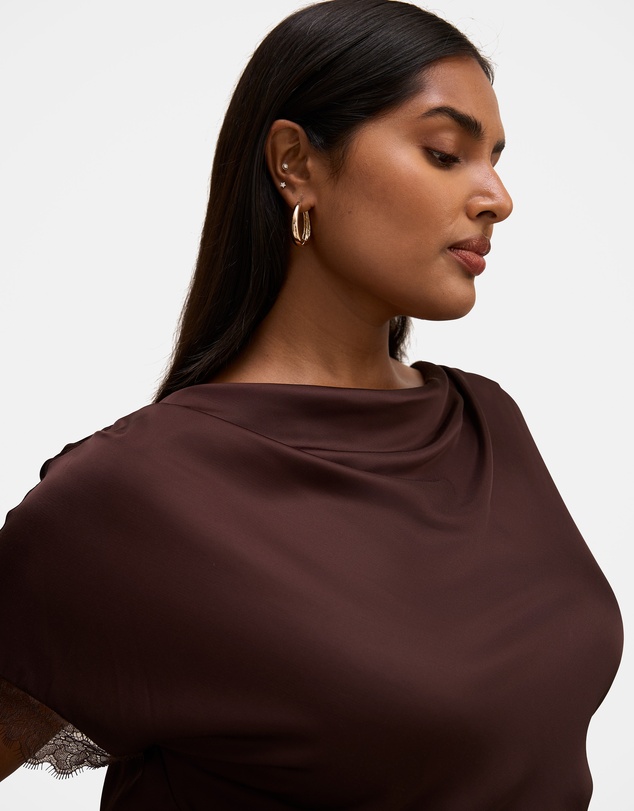 Forever New Curve - Tate Curve Lace Trim Top