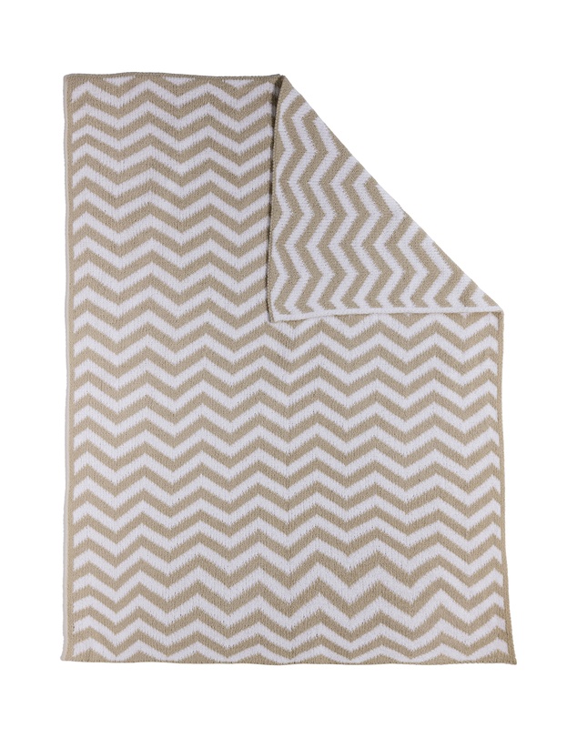Living Textiles - Chenille Blanket - Chevron Taupe