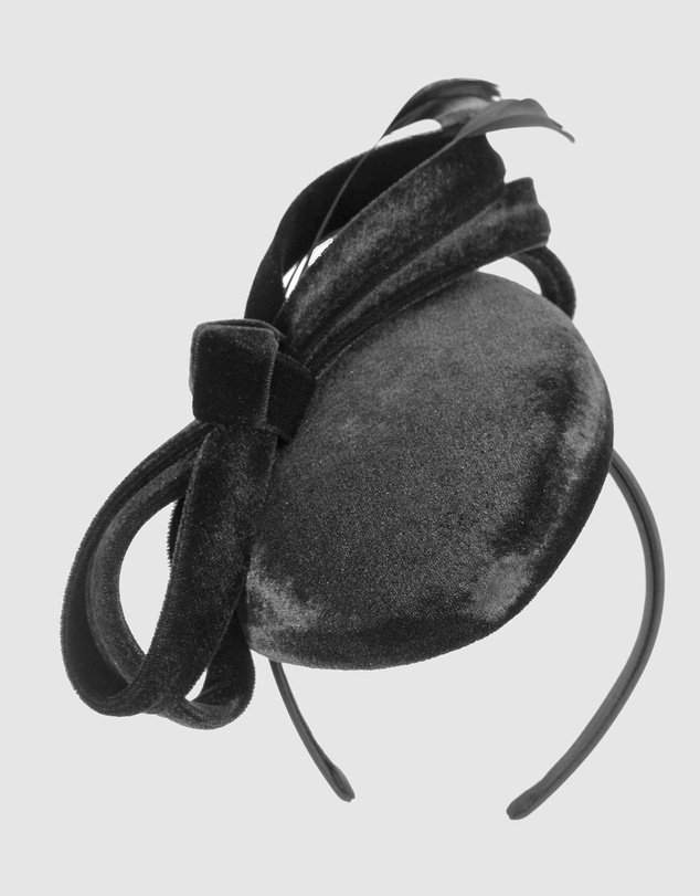 Max Alexander - Velvet Black Winter Pillbox Fascinator