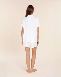 Gingerlilly - Lyon Ribbed Short Sleeve Button Up Top