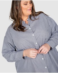Love Your Wardrobe - Leah Stripe Curved Hem Over Shirt