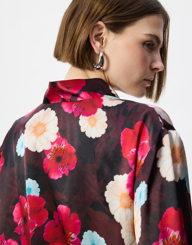 The Social Outfit - Silk Modern Aviator Jacket - Cosmic Bloom