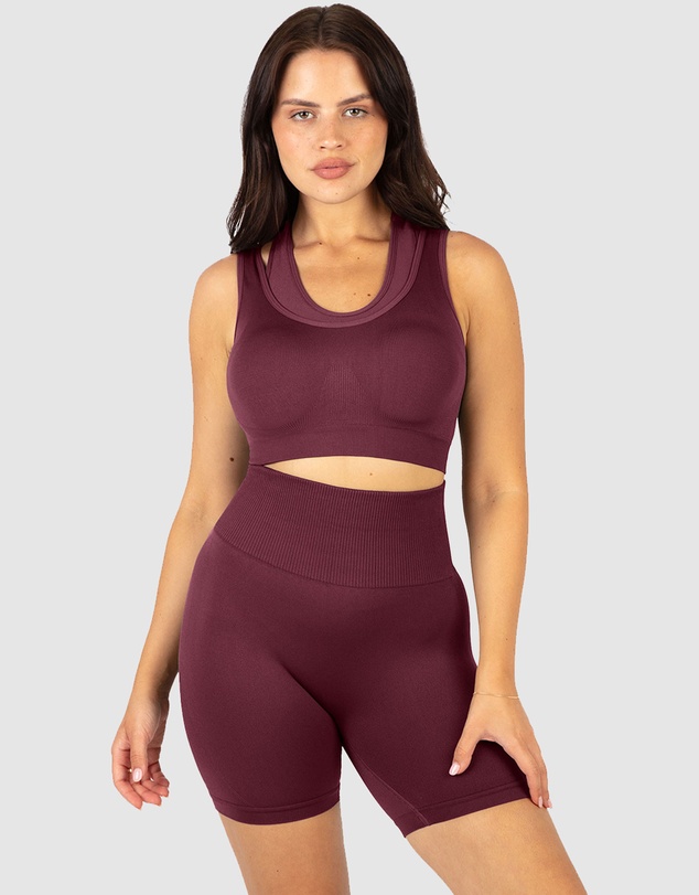 B Free Intimate Apparel - Double Racer Seamless Padded Sports Bra (B-C-D-DD-E-F-G-H) Cup