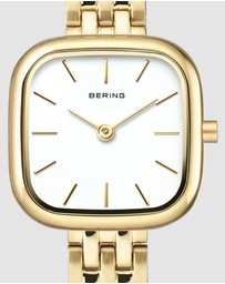 Bering - Bering Classic Ladies 26mm Square Case Gold Metal Strap Watch