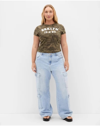 City Chic - Micro Camo Print Tee