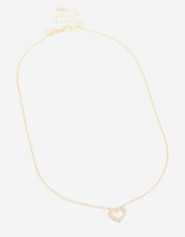 Lovisa - Gold Plated Brass Cubic Zirconia Pave Heart Necklace