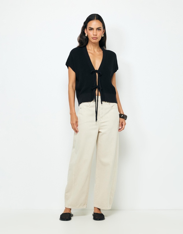 AERE - Ava Organic Cotton Tie Front Top