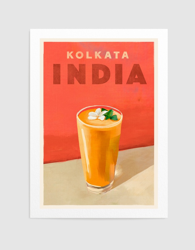 Olive et Oriel - Travel Poster Cocktail Kolkata India by The Whiskey Ginger Art Print