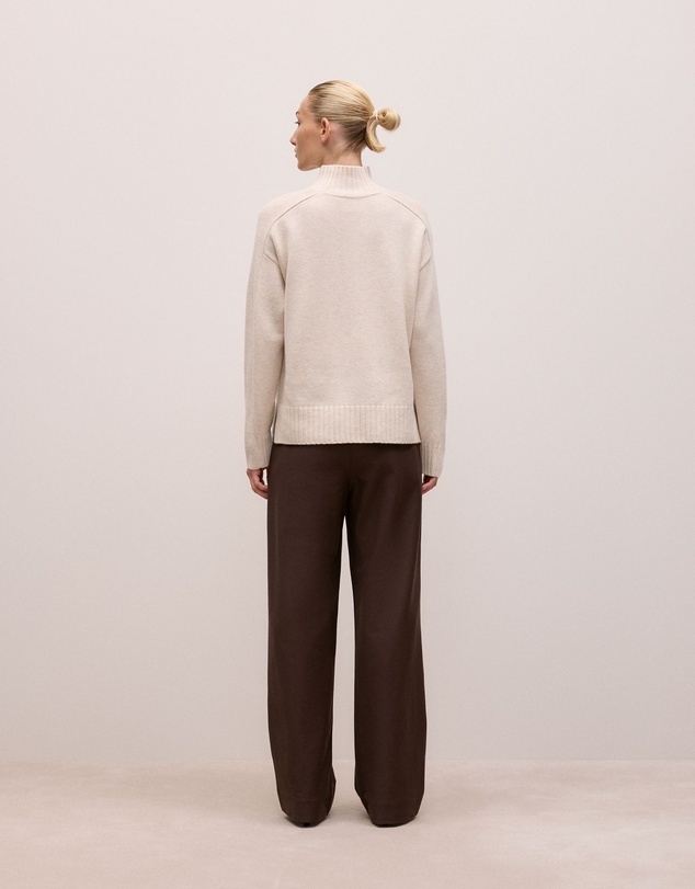 Trenery - Merino Funnel Neck Pullover in Oat