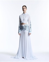 Muma World - Blue Vine Embroidered Top