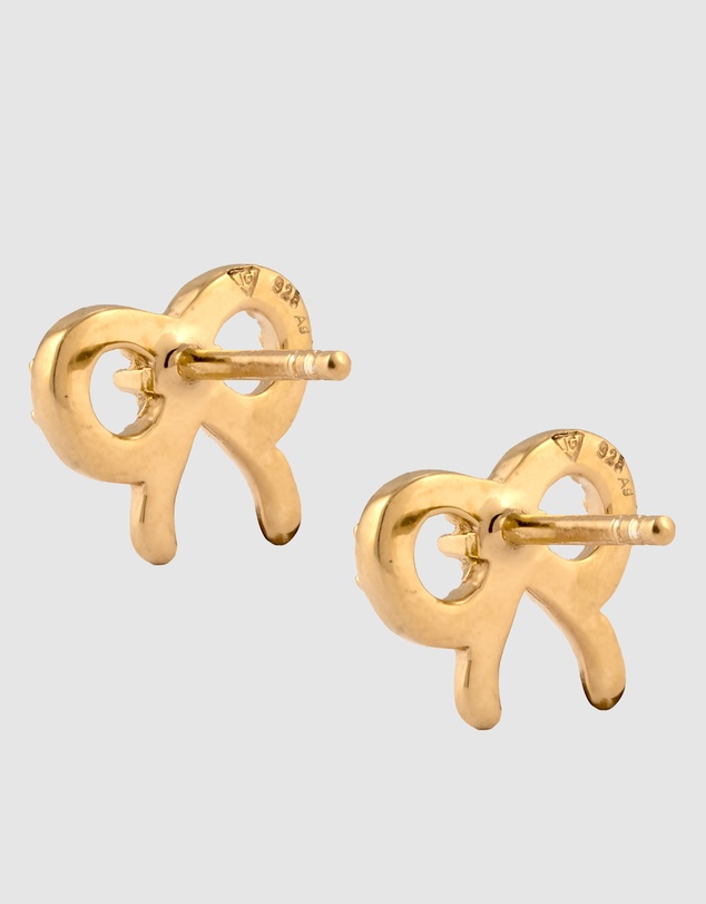 Elli Jewelry - Crystal Bow Stud Earrings in Gold-Plated 925 Silver