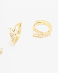Lovisa - Gold Plated Cubic Zirconia Butterfly Huggie & Stud Earrings 2-Pack