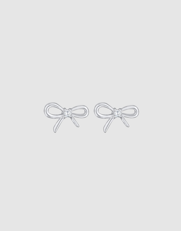 Elli Jewelry - Zirconia Bow Stud Earrings in 925 Silver