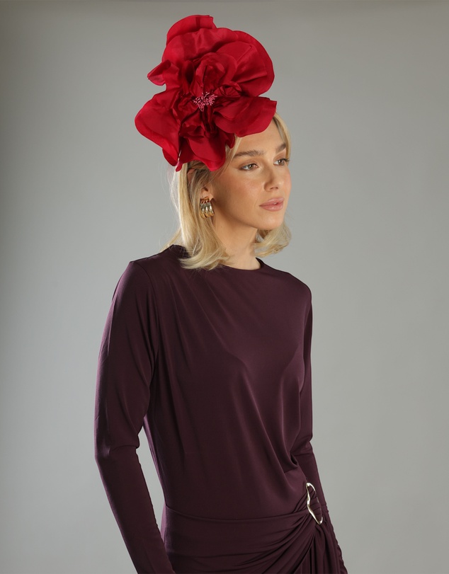 Morgan & Taylor - Cindy Fascinator in Burgundy Red