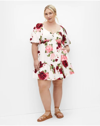 City Chic - Mindy Print Babydoll Mini Dress