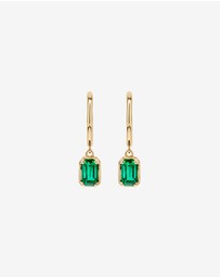 Michael Hill - Created Emerald Gemstone Drop Hoop Earrings in 10kt Yellow Gold