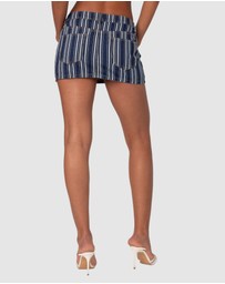 EDIKTED - Inez Striped Denim Mini Skirt