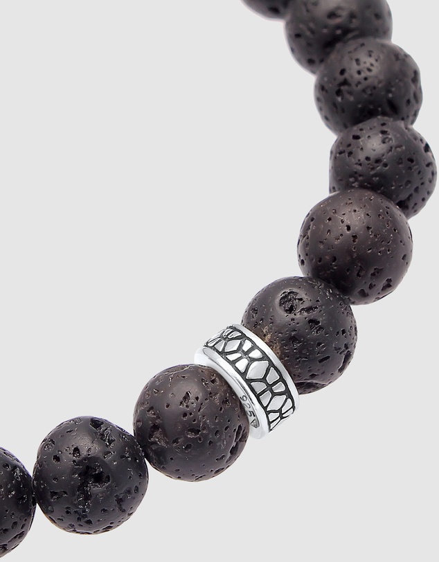 Kuzzoi - ICONIC EXCLUSIVE - Lava Stone Bracelet with Oxidised Silver Elements