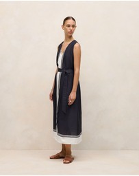 Trenery - Linen Blend Border Print Dress in Night Sky