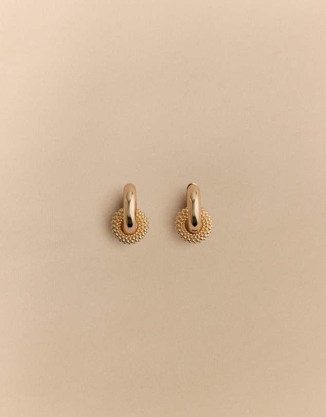 Trenery - Rava Drop Hoop Earrings in Gold