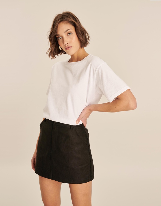AERE - Joni Tailored Linen Mini Skirt